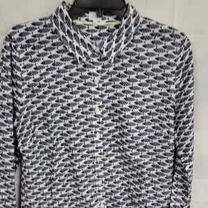 crown & ivy Button Up Medium Fish Blue